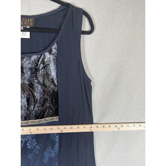 VTG Spencer Alexis Maxi Dress 2 Pc Set Kimono Topper Women 10 Velvet Dark Blue - Picture 7 of 16